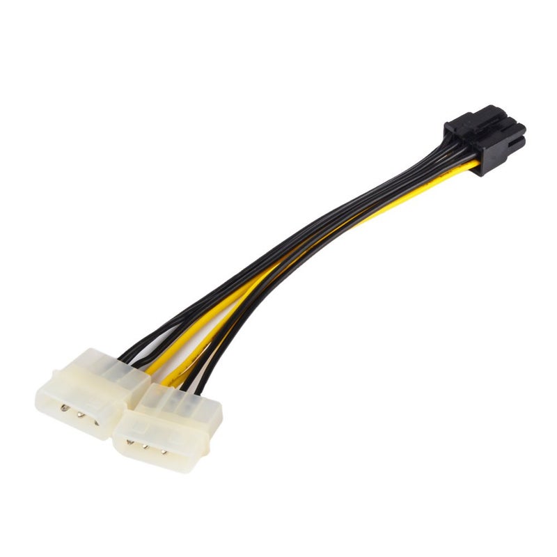 J&D 8 Pin PCIe to 2 x 4 Pin LP4 Molex Power Cable Adapter (2 Pack), 6 inch / 15 cm, Black - Image 5